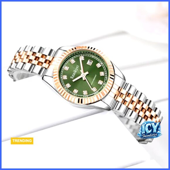 Classic Diamond Dress Watch with Solid Stainless Steel Band